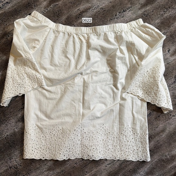 Johnny Was Tops - 4 Love & Liberty Johnny Was Off the Shoulder Eyelet Top Blouse White Size Small